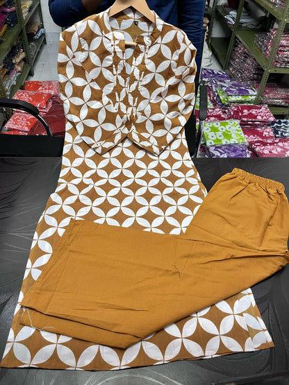 💜✨ NEW LAUNCH – Elegant Floral Cotton Kurta Pant Set ✨💜