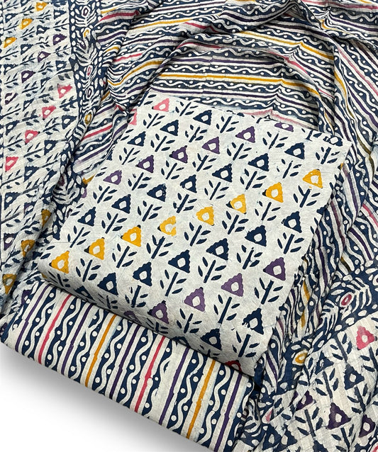 🆕 New Arrival – Premium Wax Hand Block Batik Print Cotton Dress Material 🎨