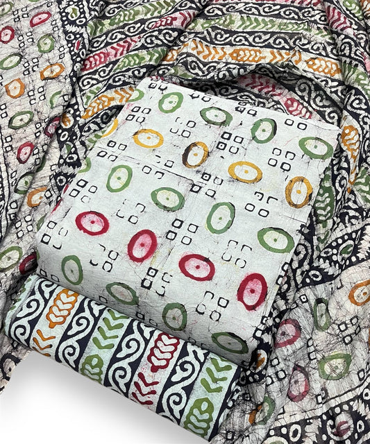 🆕 New Arrival – Premium Wax Hand Block Batik Print Cotton Dress Material 🎨