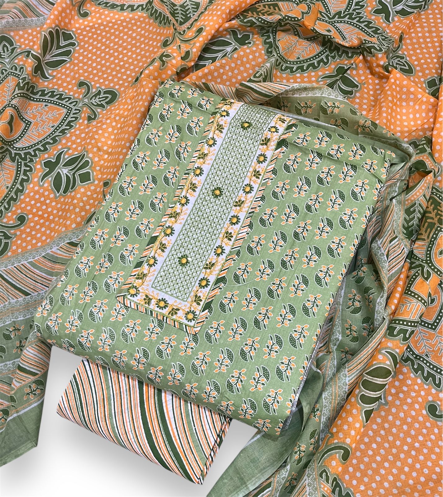 🆕 Newly Launched – Elegant Cotton Dress Material with Neck Work ✨