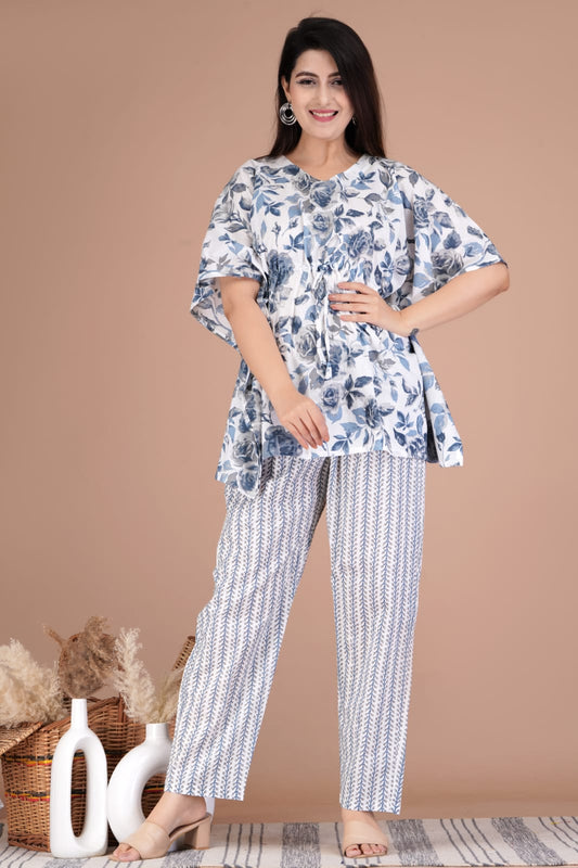 Handblock Printed Cotton Kaftan Co-Ord Set