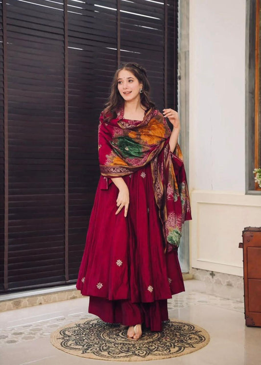 ✨ New Designer Chinnon Silk Gown & Dupatta Set ✨