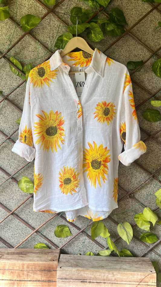 Sun-Kissed Sunflower Cotton Shirt