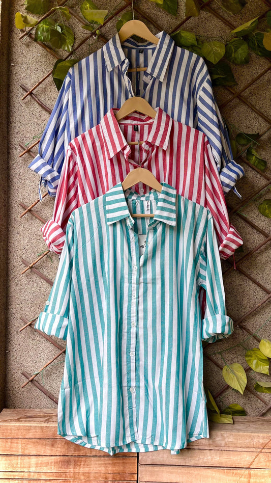 Classic Cotton Linen Striped Shirts