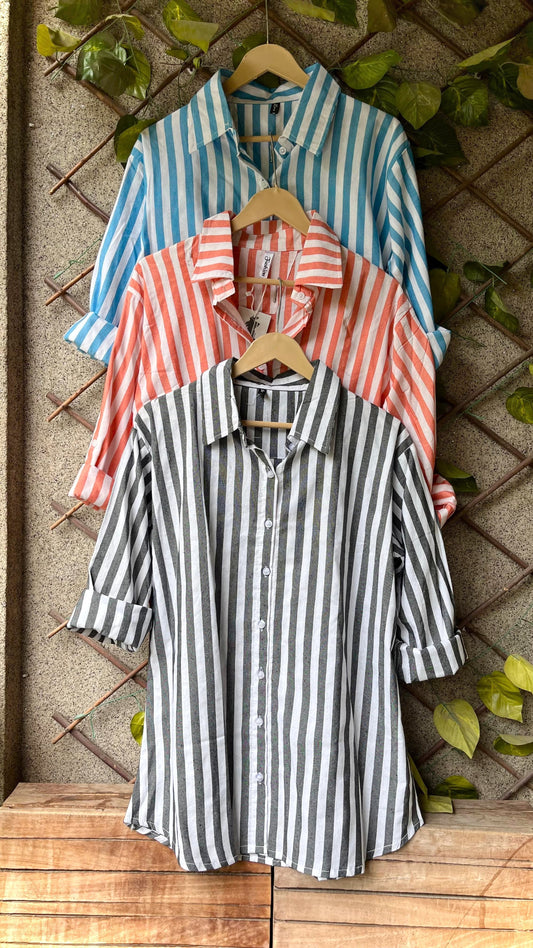 Classic Cotton Linen Striped Shirts