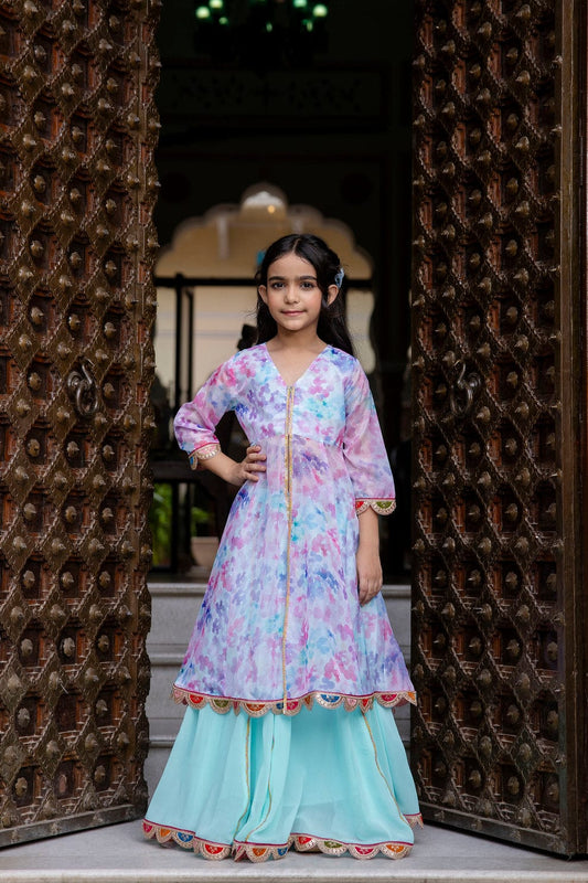 Rust Riwaayat – Chinnon Angrakha Kurti with Sharara Set