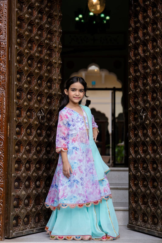 Rust Riwaayat – Chinnon Angrakha Kurti with Sharara Set