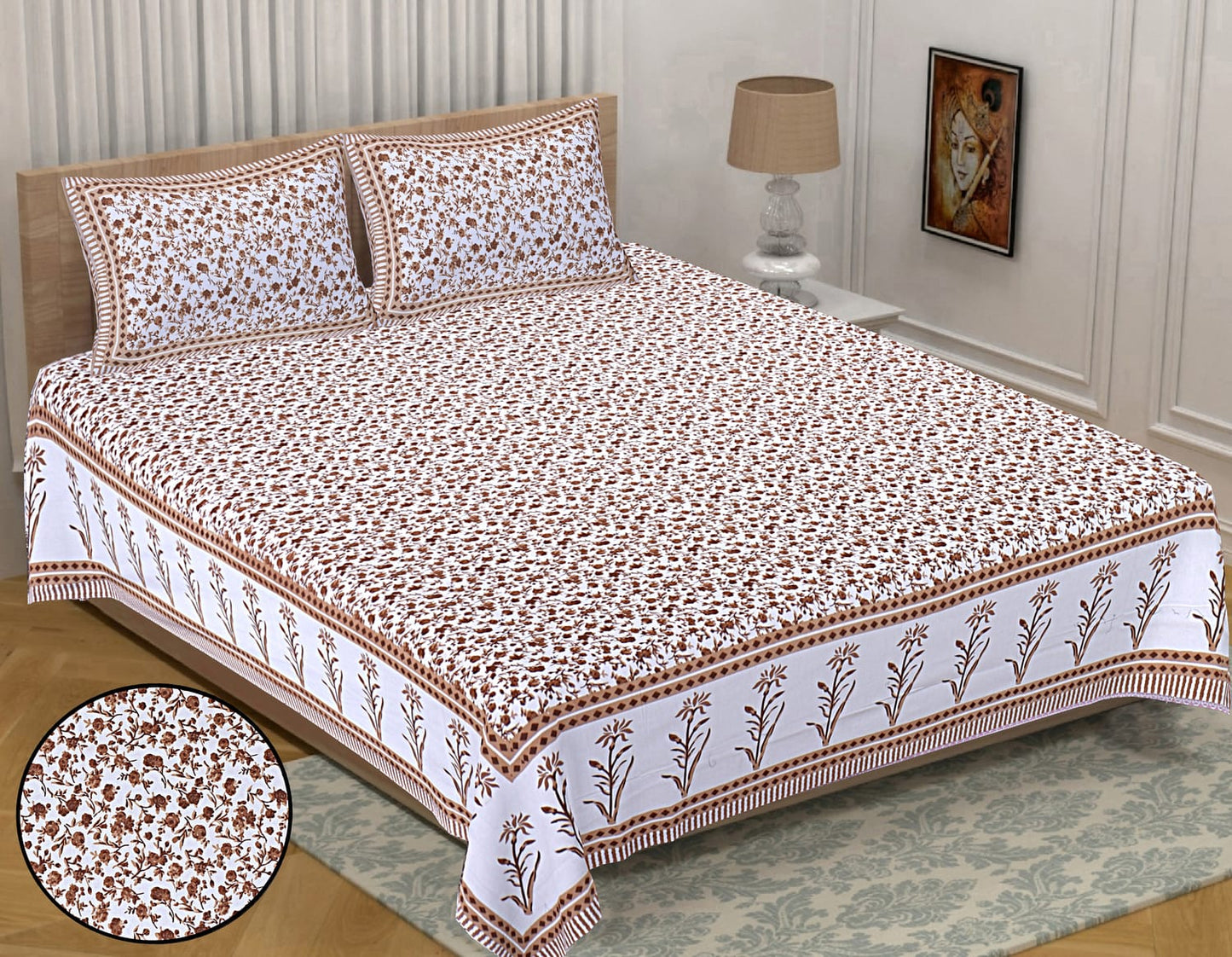 🛏️ Premium 93×108 Texture King Size Bedsheet Set – Soft & Stylish