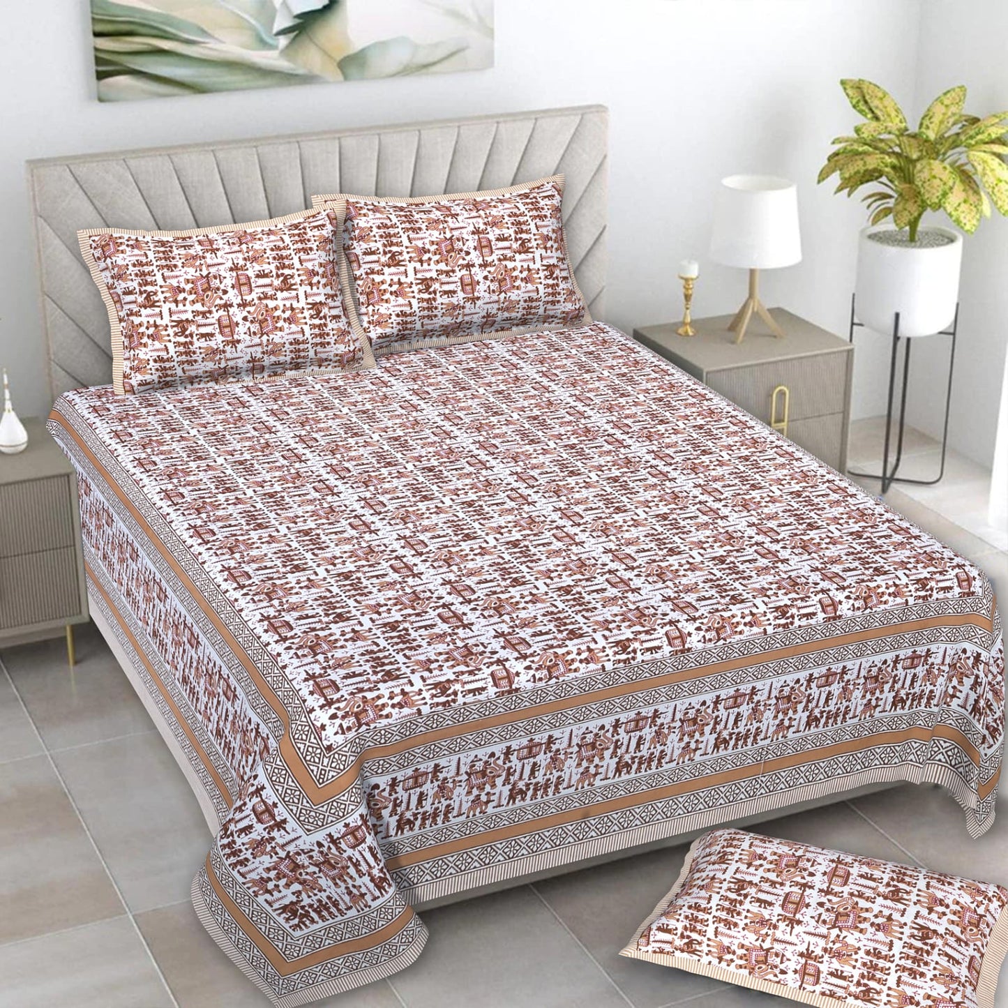 🛏️ Premium 93×108 Texture King Size Bedsheet Set – Soft & Stylish