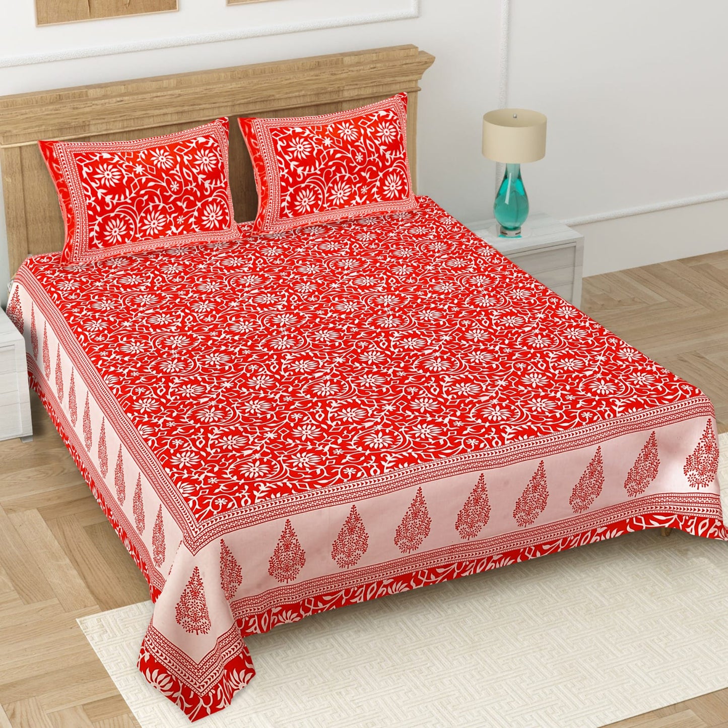 👑 ECCO 90x100 Queen Size Bedsheet Set – Soft Viscose Cotton Comfort