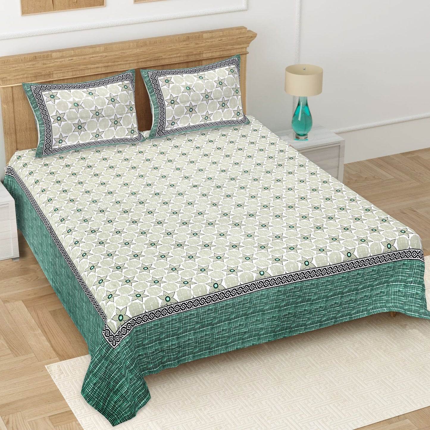 👑 ECCO 90x100 Queen Size Bedsheet Set – Soft Viscose Cotton Comfort