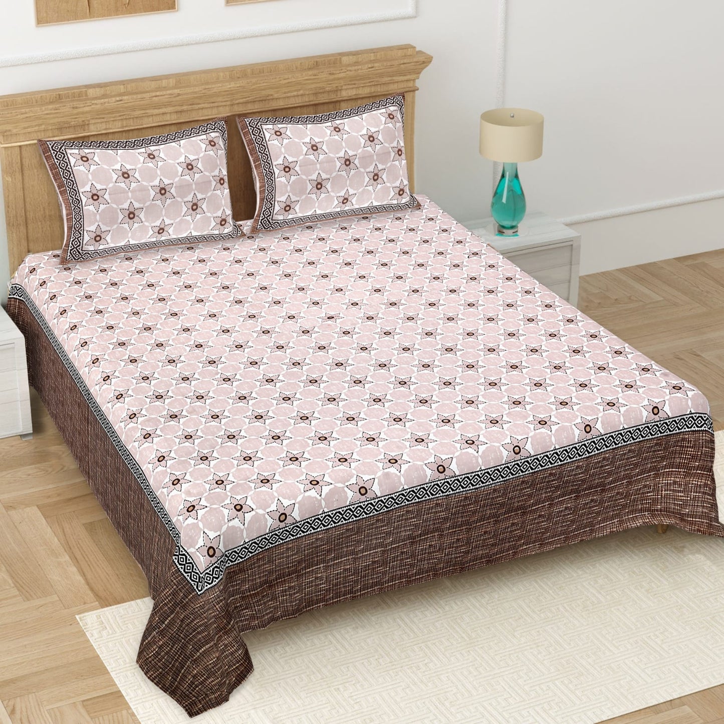 👑 ECCO 90x100 Queen Size Bedsheet Set – Soft Viscose Cotton Comfort