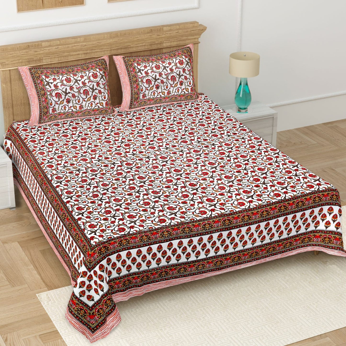 👑 ECCO 90x100 Queen Size Bedsheet Set – Soft Viscose Cotton Comfort