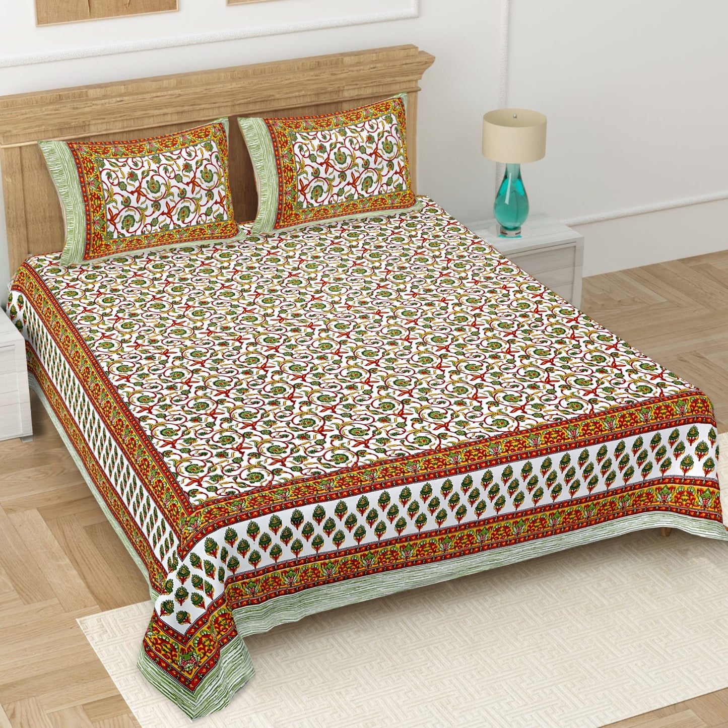 👑 ECCO 90x100 Queen Size Bedsheet Set – Soft Viscose Cotton Comfort