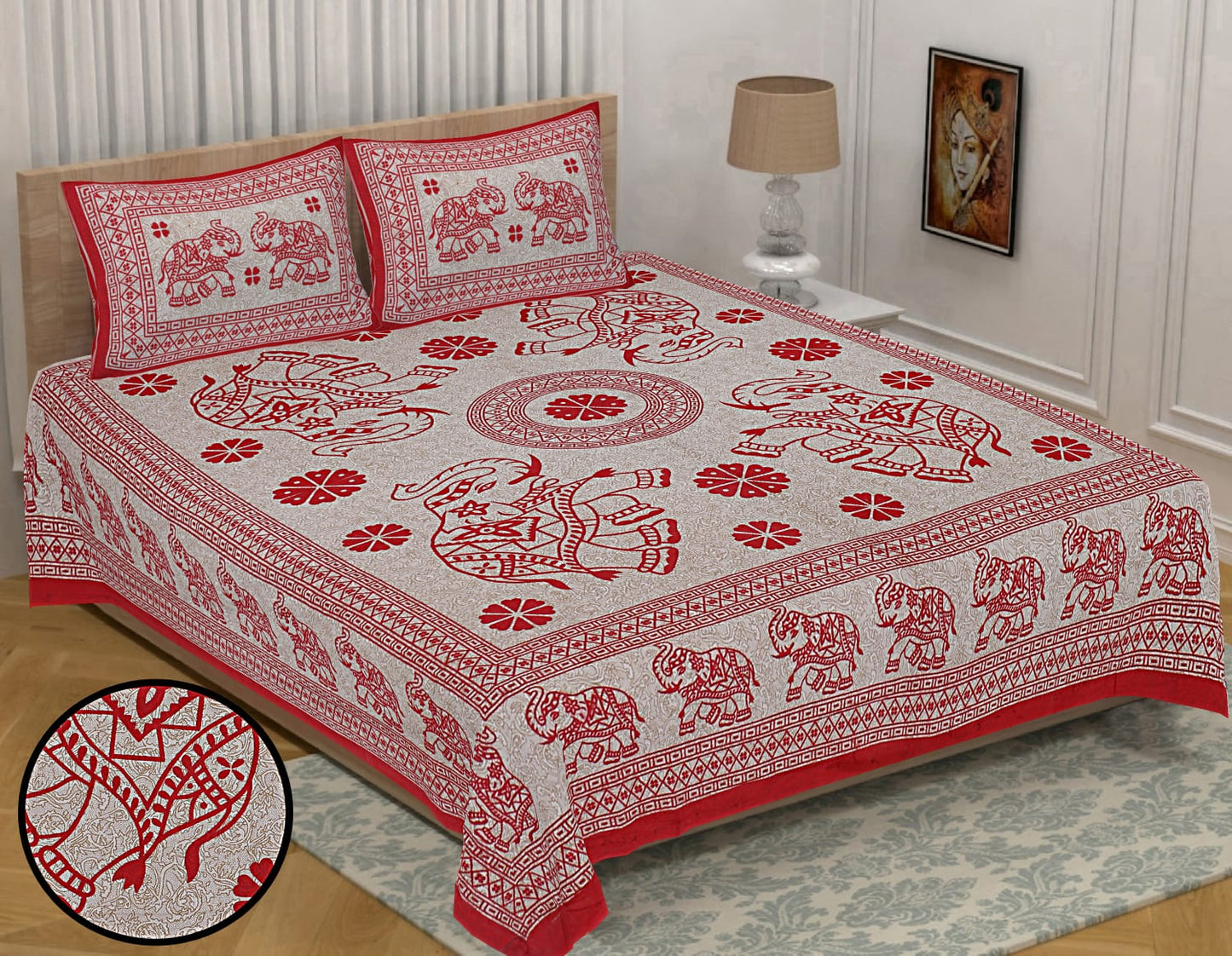 👑 ECCO 90x100 Queen Size Bedsheet Set – Soft Viscose Cotton Comfort