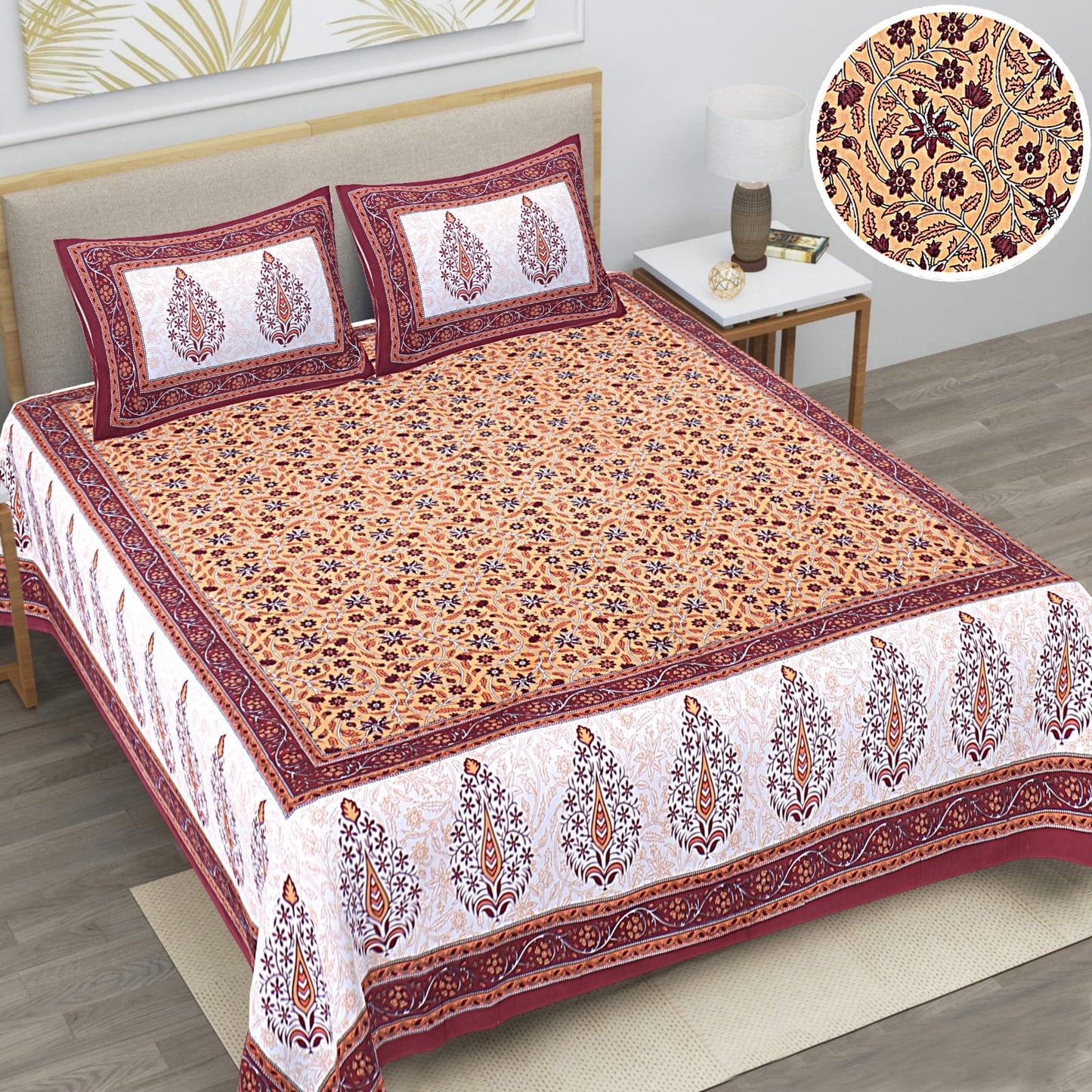 👑 ECCO 90x100 Queen Size Bedsheet Set – Soft Viscose Cotton Comfort