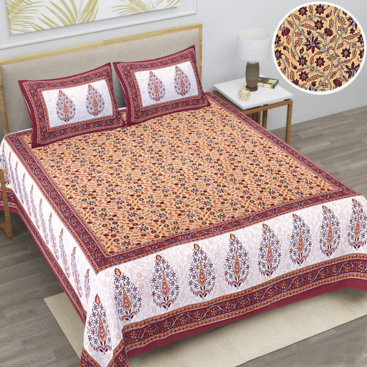 👑 ECCO 90x100 Queen Size Bedsheet Set – Soft Viscose Cotton Comfort