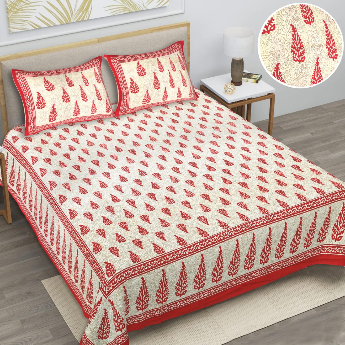 👑 ECCO 90x100 Queen Size Bedsheet Set – Soft Viscose Cotton Comfort