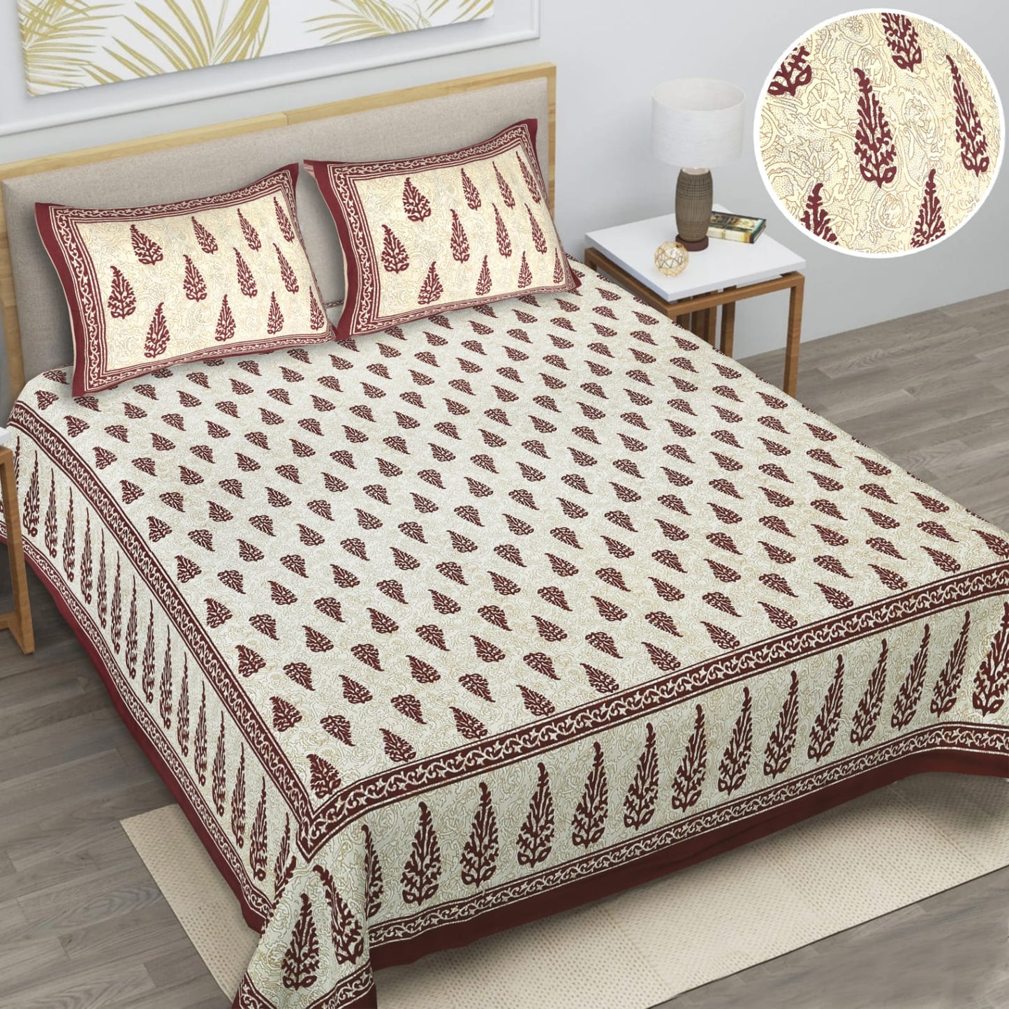 👑 ECCO 90x100 Queen Size Bedsheet Set – Soft Viscose Cotton Comfort