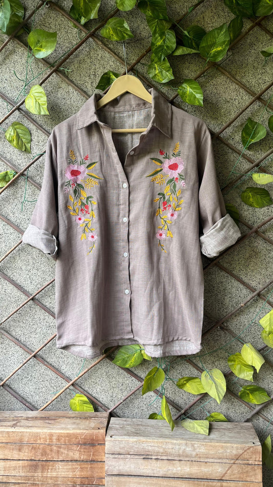 🌸 Floral Embroidered Mulmul Shirt – Soft, Chic & Breezy 💫