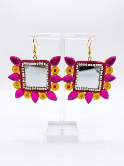 Handmade Paper Quilled Butterfly Cascade Earrings Purple and Yellow