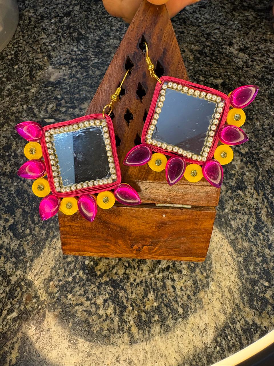 Handmade Paper Quilled Butterfly Cascade Earrings Purple and Yellow