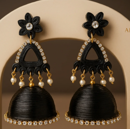 Handmade Paper Quilled Luxury Bridal Chandbali Earring Set with Mang Tikka