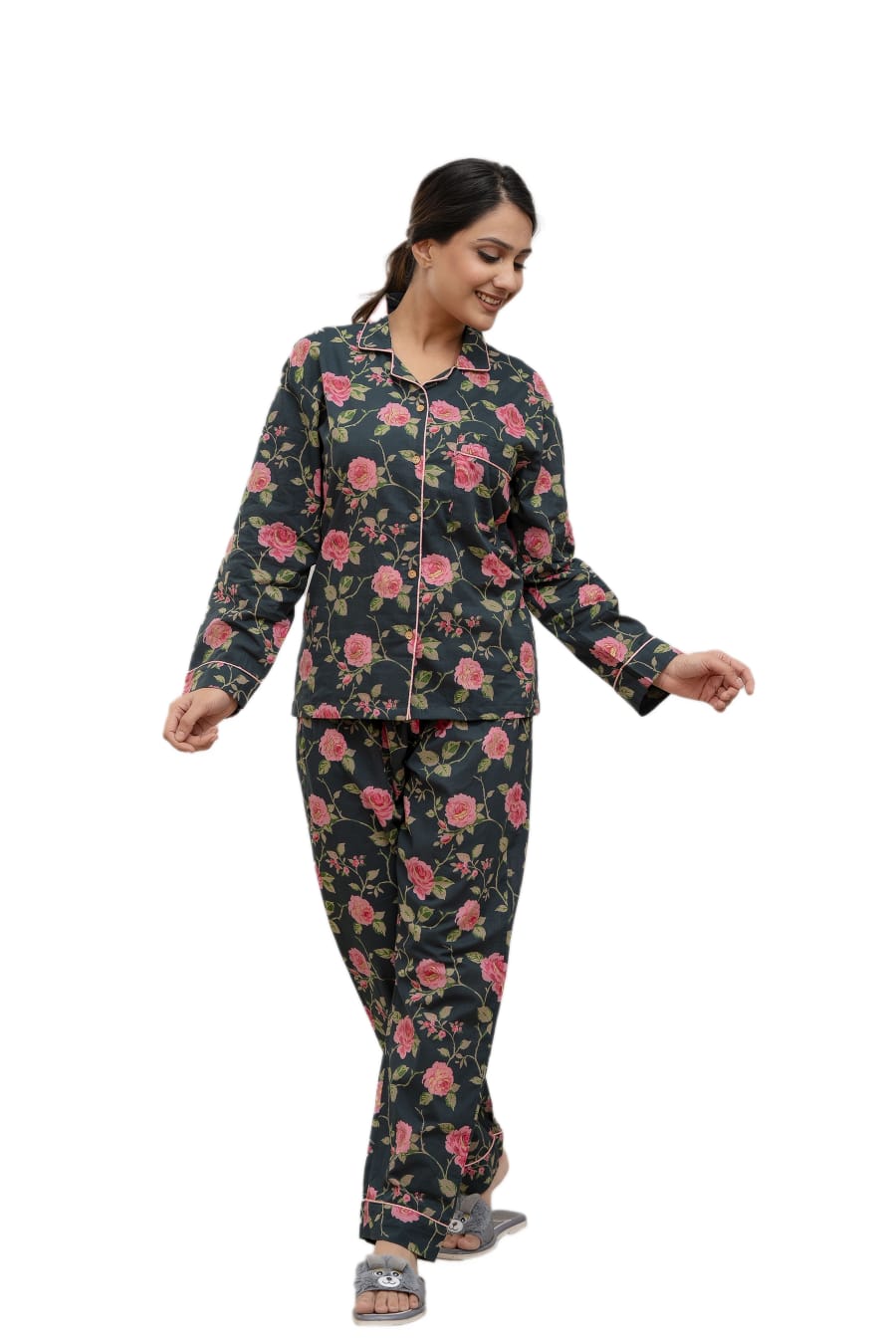 🌙 Cozy & Stylish Cotton Night Suit – Top & Bottom Set 🌙