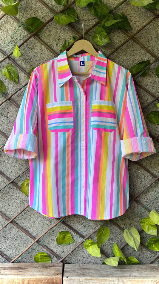 🌈 Bold & Breezy: Striped Cotton Shirt