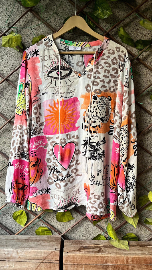 🐅 Wild & Bold - Tiger Print Cotton Crepe Top