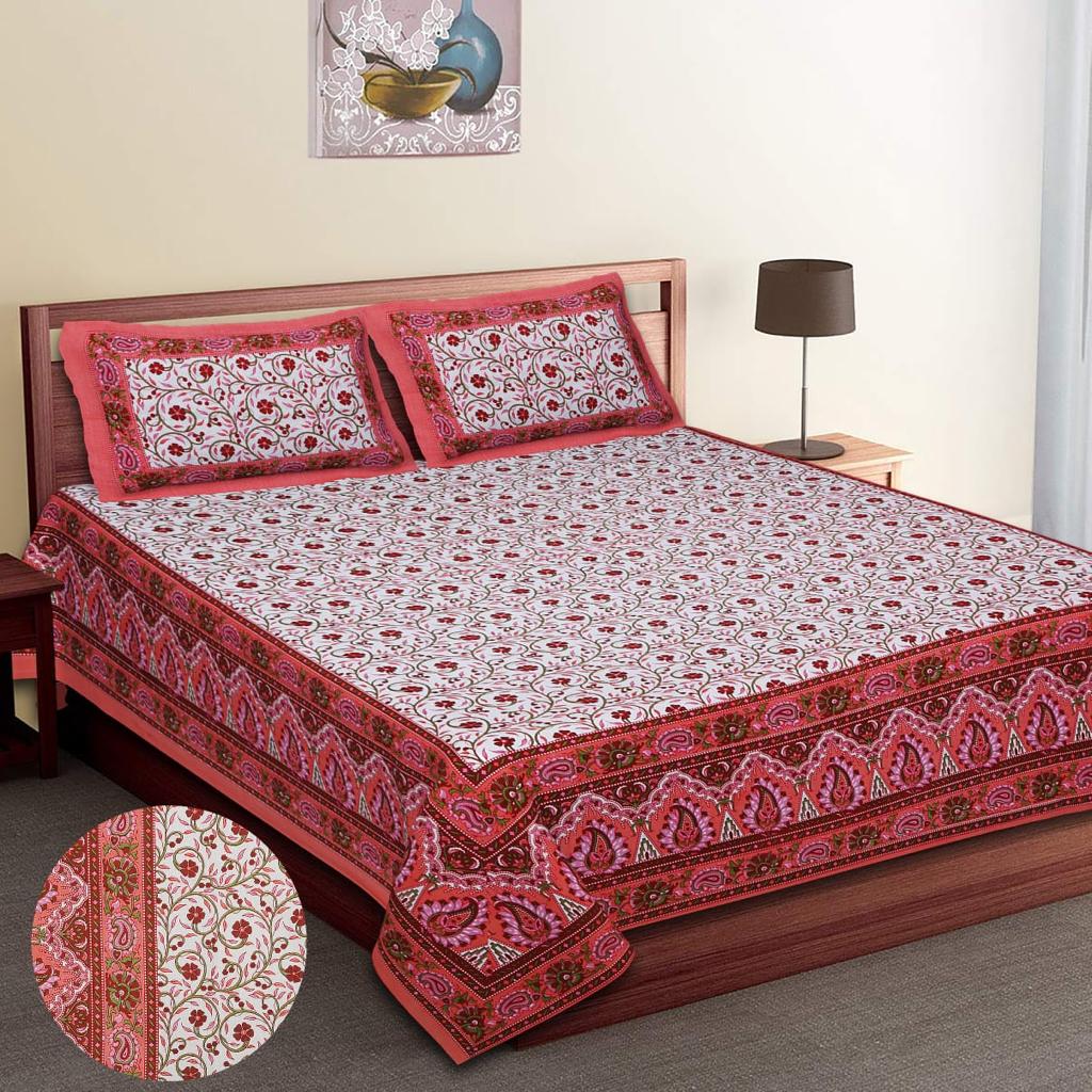 👑 ECCO 90x100 Queen Size Bedsheet Set – Soft Viscose Cotton Comfort