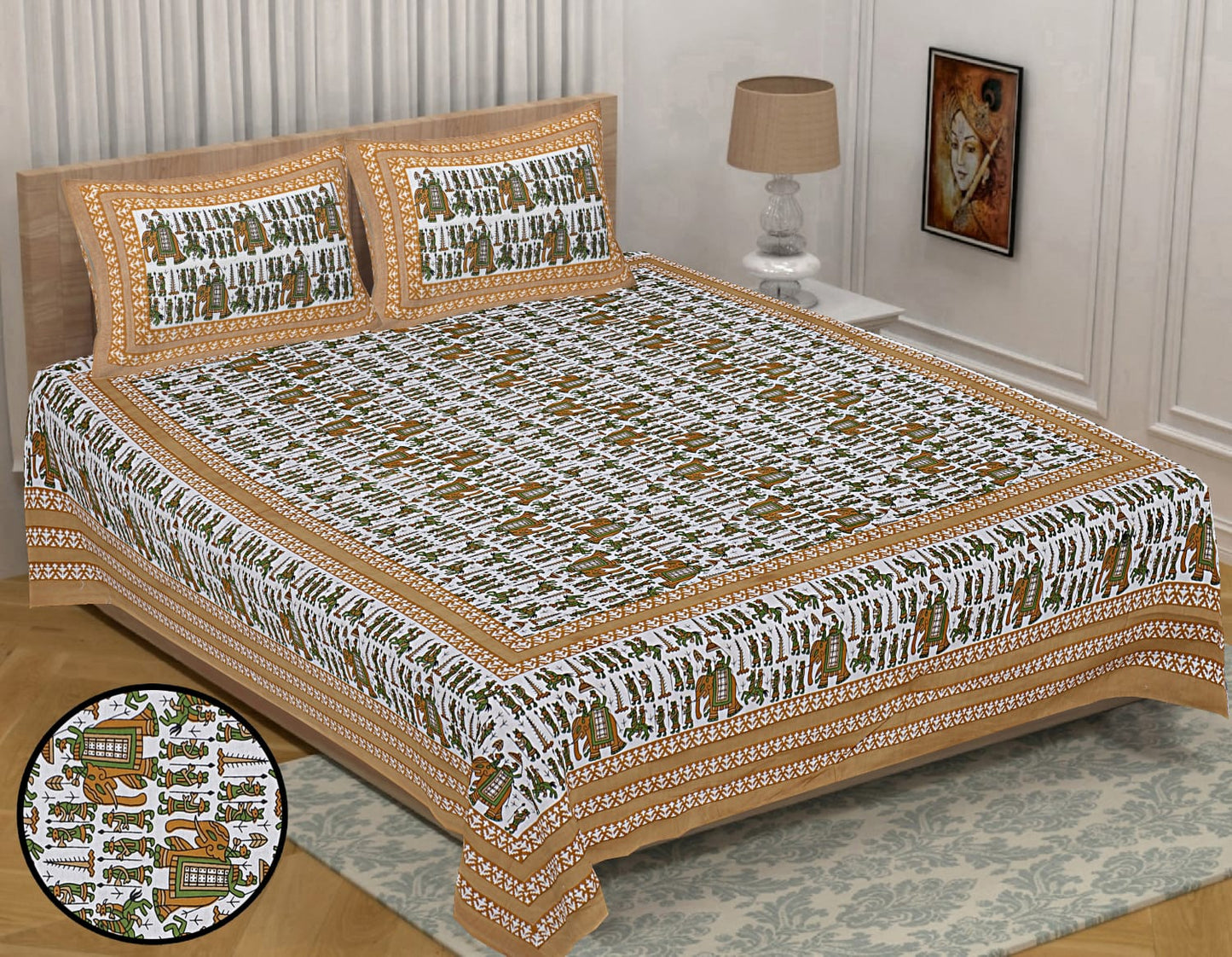 👑 ECCO 90x100 Queen Size Bedsheet Set – Soft Viscose Cotton Comfort