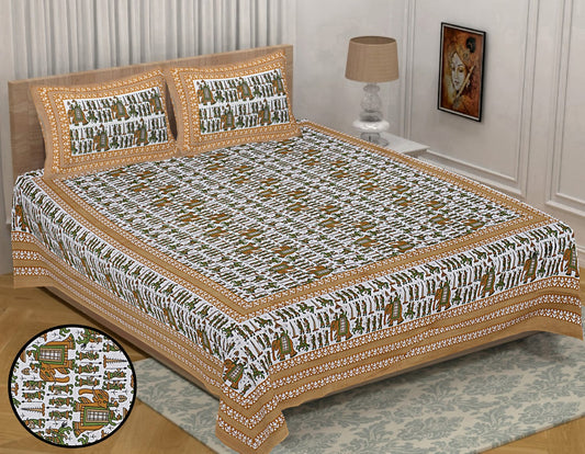 👑 ECCO 90x100 Queen Size Bedsheet Set – Soft Viscose Cotton Comfort
