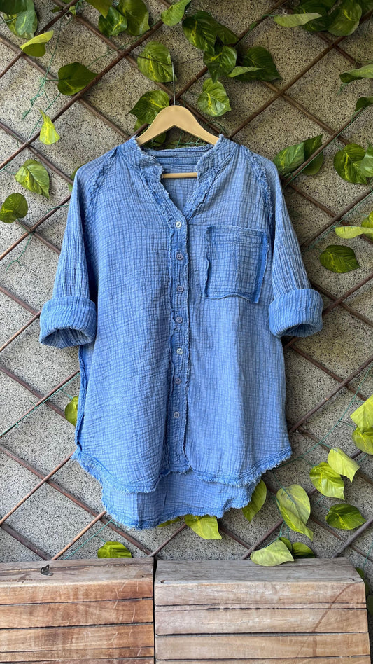 💙 Blue Oversized Drop Shoulder Top – Relaxed Fit, All Sizes! ✨