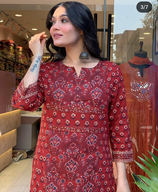 Festival Special Cotton Handwork Kurti Set