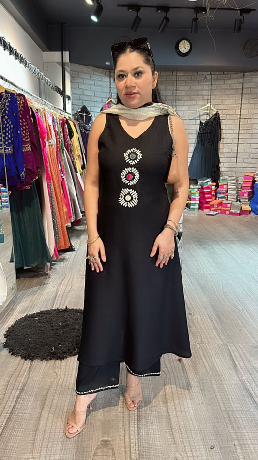 Khadi Cotton Suit Set with Embroidery and Digital Print Dupatta