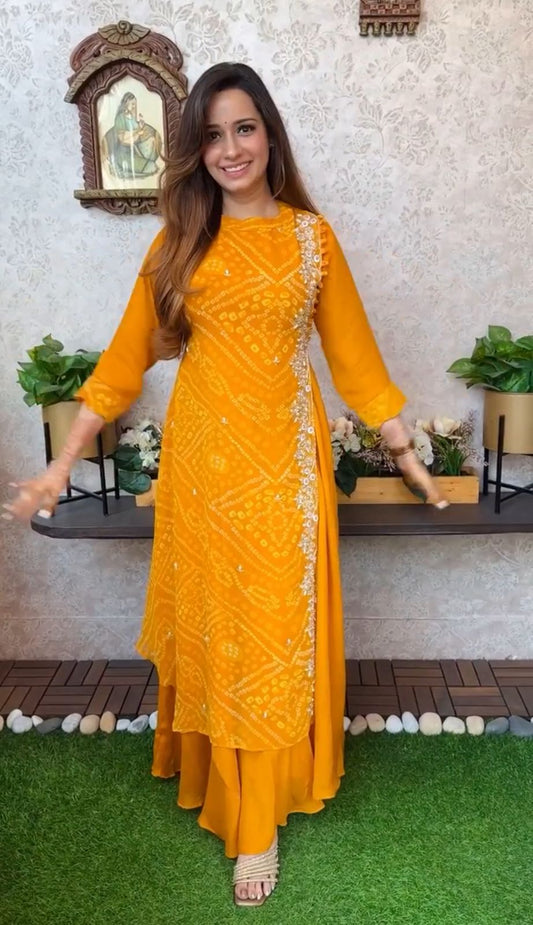 Elegant Pure Chinon Silk Flared Suit