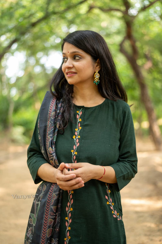 Festival Special Cotton Slub A-Line Suit Set