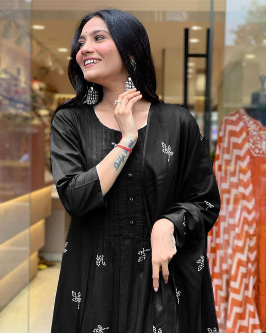 Pure Cotton Kurta Set with Mulmul Dupatta