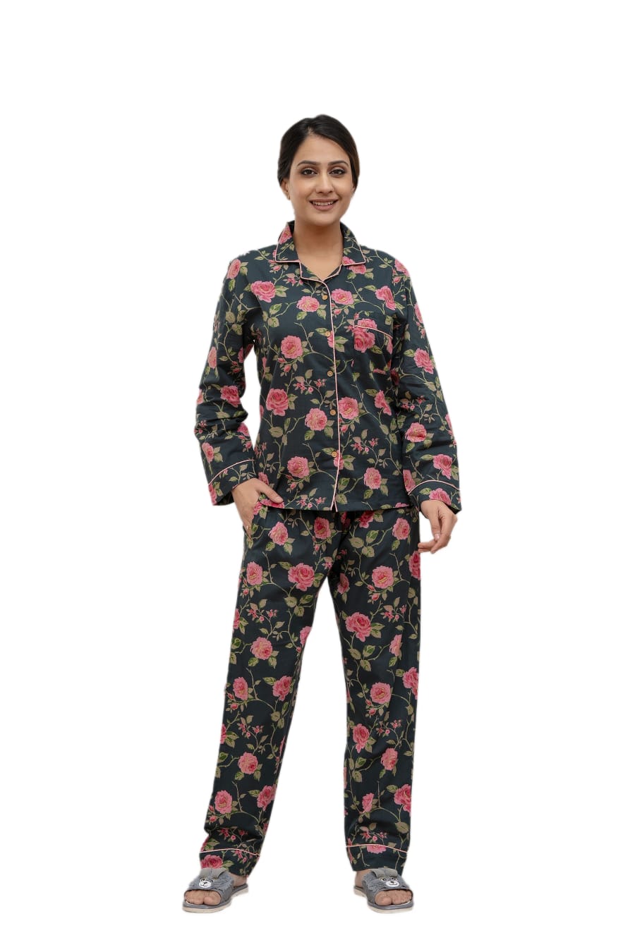 🌙 Cozy & Stylish Cotton Night Suit – Top & Bottom Set 🌙