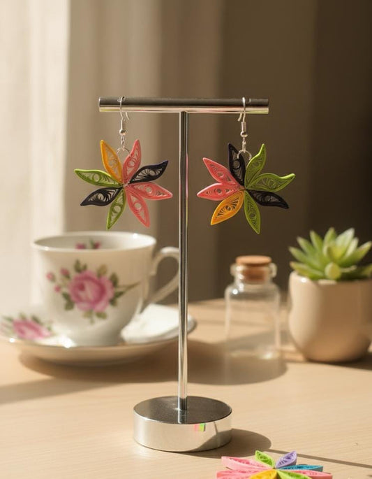 Rainbow Bloom Handcrafted Quilling Earrings